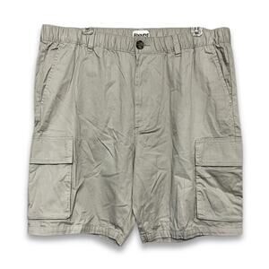 Abound Cargo Shorts Elastic Waistband Functional Pockets 100% Cotton Beige L NWT